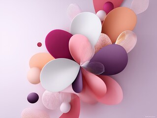 Poster - Abstract Pink Purple Orange Floral 3D Render Background