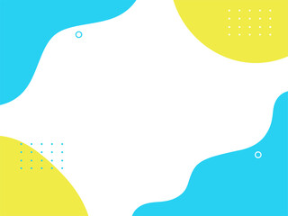 Wall Mural - 青と黄色の流体シェイプの背景イラスト素材　flat hand drawn fluid blue shapes background.Cute abstract shapes.Vector loose frame.