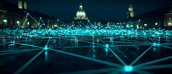Poster - Abstract City Network At Night
