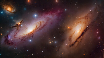 Nebula and galaxies in space. Abstract cosmos background. Universe science astronomy.