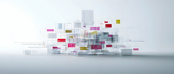 Poster - Abstract Geometric Shapes Composition With Color Blocks