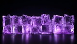 Purple ice cubes arranged in a row.