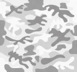 Aufkleber - abstract halftone seamless camouflage pattern. repeating digital dotted hexagonal camo military text