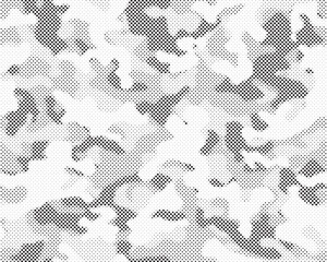 Leinwandbilder - Abstract halftone seamless camouflage pattern. Repeating digital dotted hexagonal camo military texture background. Abstract modern fabric textile ornament. Vector illustration.