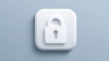 Poster - White lock symbol on a vibrant blue background representing security and protection in digital and physical spaces