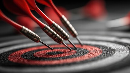 Poster - Darts accurately hitting a symbolizing the connection between objectives and goals execution in strategy