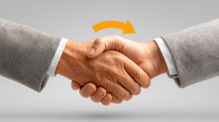 Poster - Two business professionals engaging in a firm handshake signifying a successful handoff of visuals to development