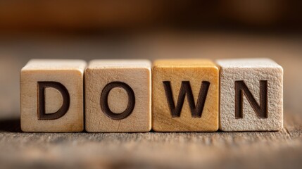 Poster - conceptual icon of a block spelling down to illustrate the idea of reinvesting for maximum impact an