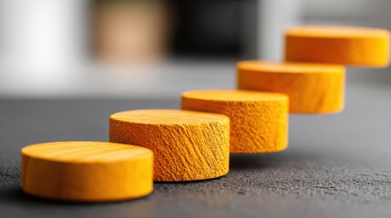 Poster - A row of bright orange wooden blocks arranged neatly to represent strategic planning and timely escalation