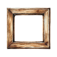 Fototapete - Rustic wooden frame, watercolor illustration, for decorative design and image display