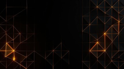 Leinwandbilder - Geometric abstraction illuminates a dark canvas with glowing lines and triangles creating a captivating visual harmony
