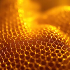 Leinwandbilder - Intricate golden mesh texture illuminated by soft light creating a warm and inviting atmosphere in a cozy setting