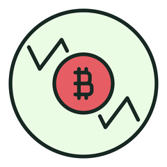 Poster - Bitcoin Short Trading vector round colored icon or design element