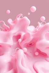 Leinwandbilder - Swirling pink liquid forms an artistic display of movement and texture against a soft background, creating a vibrant and playful ambiance