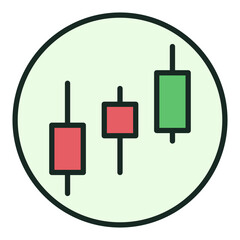 Poster - Crypto currency Candlestick Chart vector Investment and Trading colored round icon or design element