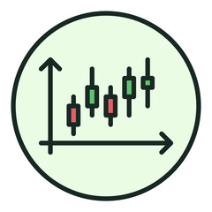 Poster - Crypto Trading Graph vector colored round icon or design element