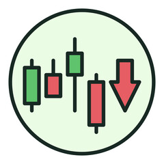 Poster - Short Position Crypto Trading vector colored round icon or design element