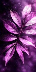 Poster - Elegant Purple Leaves with Soft Focus in Modern Botanical Style