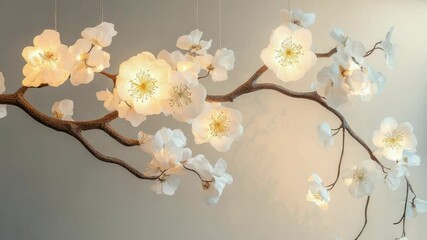 Poster - A branch of a cherry tree adorned with white flowers, perfect for spring or summer themes