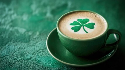 Aufkleber - A cup of coffee with a shamrock on the side