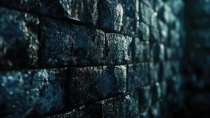 Poster - A close-up shot of a brick wall with a light shining on it, suitable for use in architectural or interior design contexts
