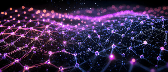 Poster - Abstract Network Design With Glowing Purple Pink Lines