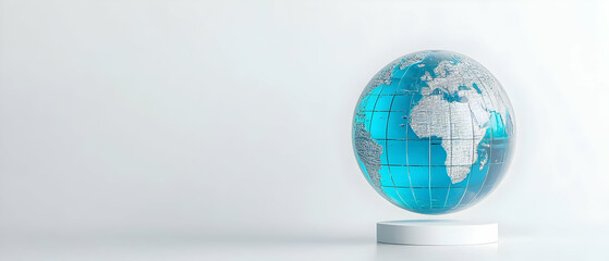 Poster - Modern Floating Globe Model In White Background
