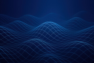 Poster - This visualizes the concept innovation and growth through an elegant grid flowing lines that symbolize strategic movement across a deep blue background