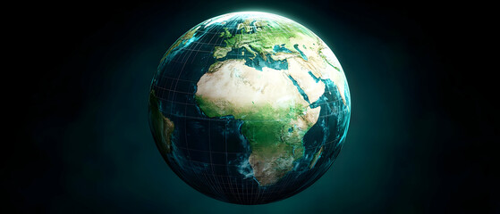 Poster - Pixelated Earth Globe In Dark Space