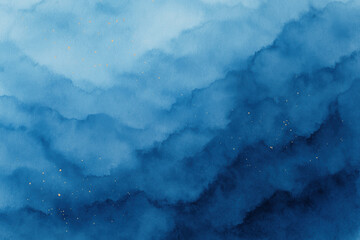 Poster - This abstract watercolor wash in serene corporate blues symbolizes business growth and innovation through calm and strategic progress