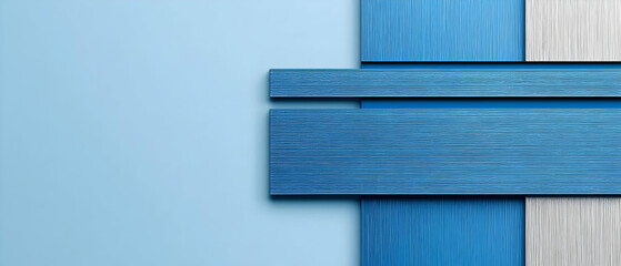 Poster - Abstract Blue And White Wood Panels Design