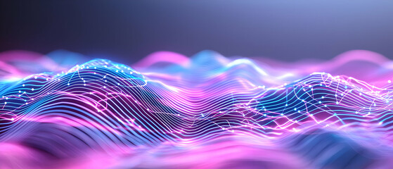 Poster - Abstract Digital Landscape With Glowing Shapes
