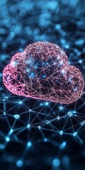 Fototapete - Abstract Cloud Technology with Network Connections and Blue Background
