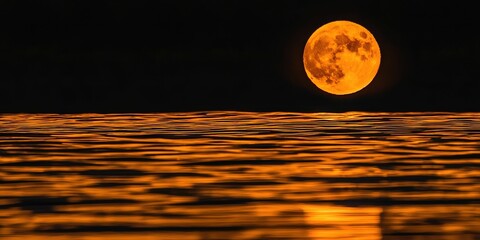 Wall Mural - moon reflecting in rippled midnight sea