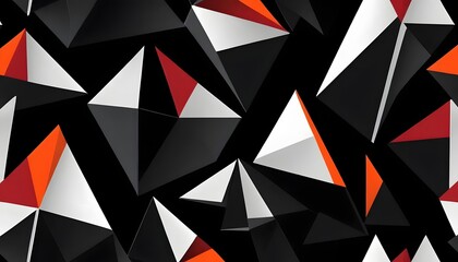 Aufkleber - Abstract background with geometric shapes in black white orange and red color palette design style