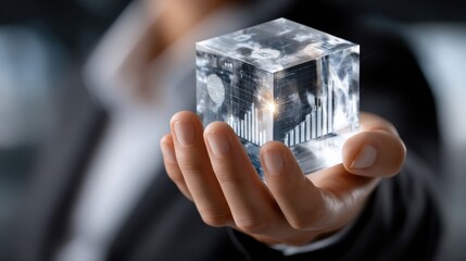 Fototapete - A person is holding a cube with a design on it