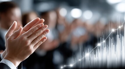 Leinwandbilder - A group of people clapping their hands in front of a graph