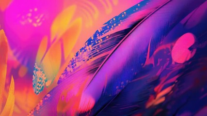 Poster - A vibrant feather with intricate details on a blurred background