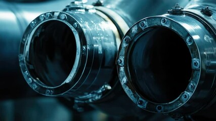 Poster - A close-up shot of two metal pipes, with one pipe slightly bent and the other straight