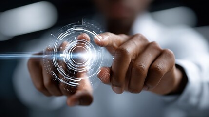 Aufkleber - A person is pointing at a circle on a screen