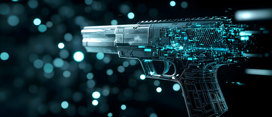 Poster - Futuristic Weapon Design In Dark Background