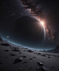 Wall Mural - Infinite starry expanse, deep cosmic black backdrop, vibrant starlight ,  sparkling,  galactic,  heavenly