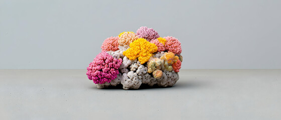 Poster - Abstract Multicolored Floral Cluster On Light Gray Surface
