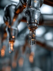 Poster - Robotic arms performing precise assembly in a modern factory setting close up industrial automation technology advanced manufacturing process