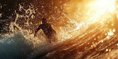 Wall Mural - seawater churns in ultra-detailed foam as the surfer exits the barrel into open sunlight.