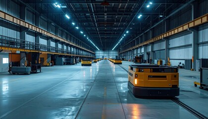 Poster - Advanced Automated Guided Vehicles in Empty Modern Warehouse Space