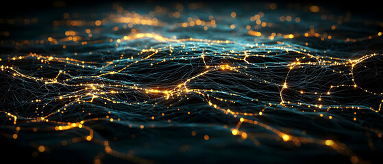 Poster - Abstract Cityscape At Night With Glowing Lights
