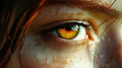 Poster - A close-up shot of an eye with water droplets, suitable for use in medical or educational contexts