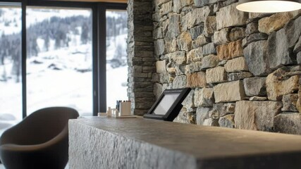 Aufkleber - A stone wall with a picture frame attached