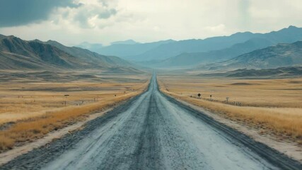Poster - A lonely road in the middle of a desert with no signs of life